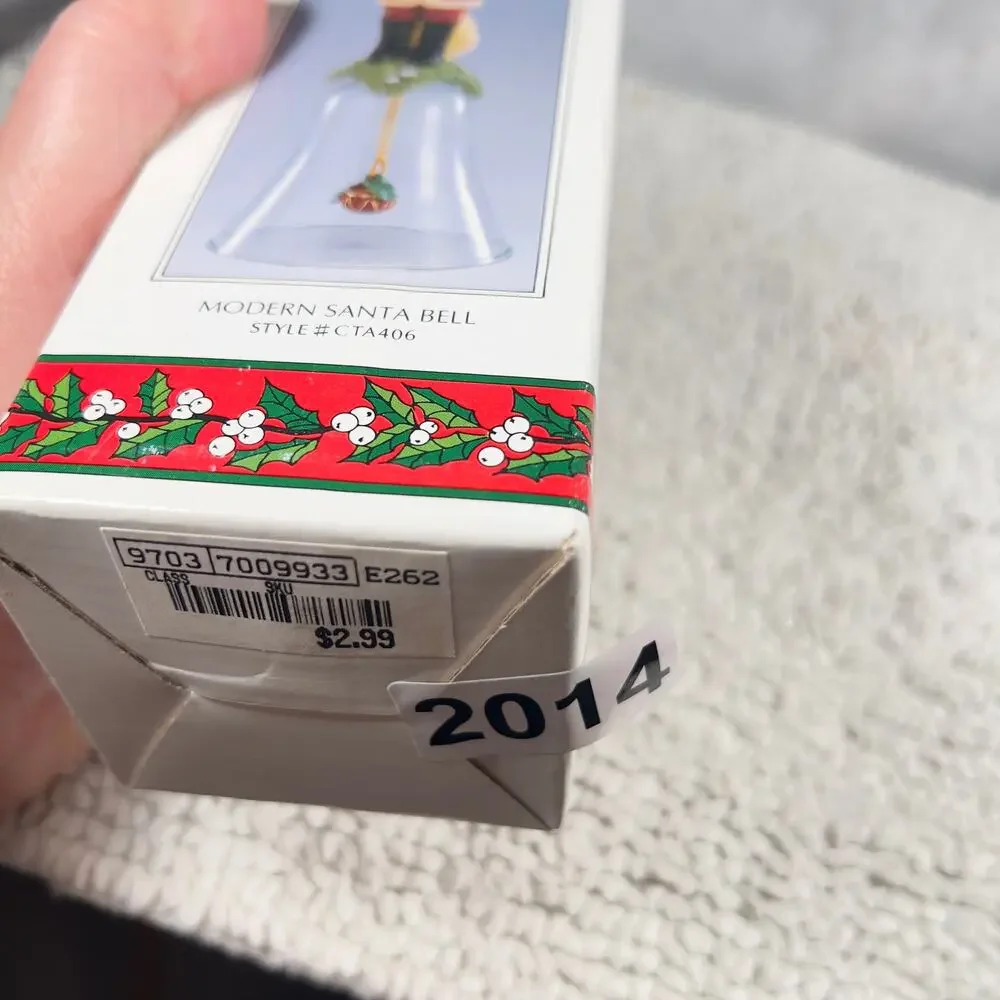 Novelino Christmas Through The Ages Glass Bell Resin Topper 1992 Modern Santa